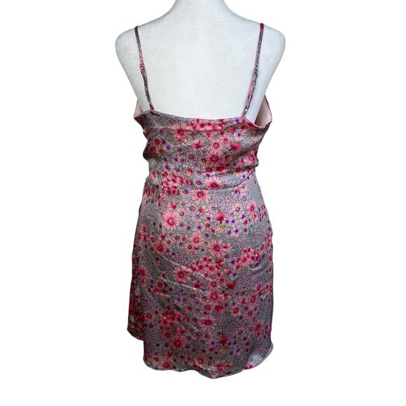 Lush Sz S Pastel Purple Pink Floral Flirt Mini Tank Dress Wrap Style Chiffon NWT - Picture 10 of 16